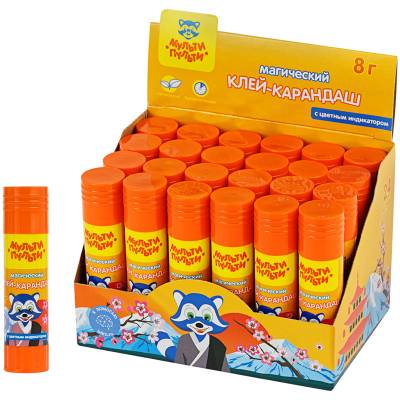 КанцРЦ Клей-карандаш Мульти-Пульти "Енот в Японии", 08г, с цветным индикатором GG_33740